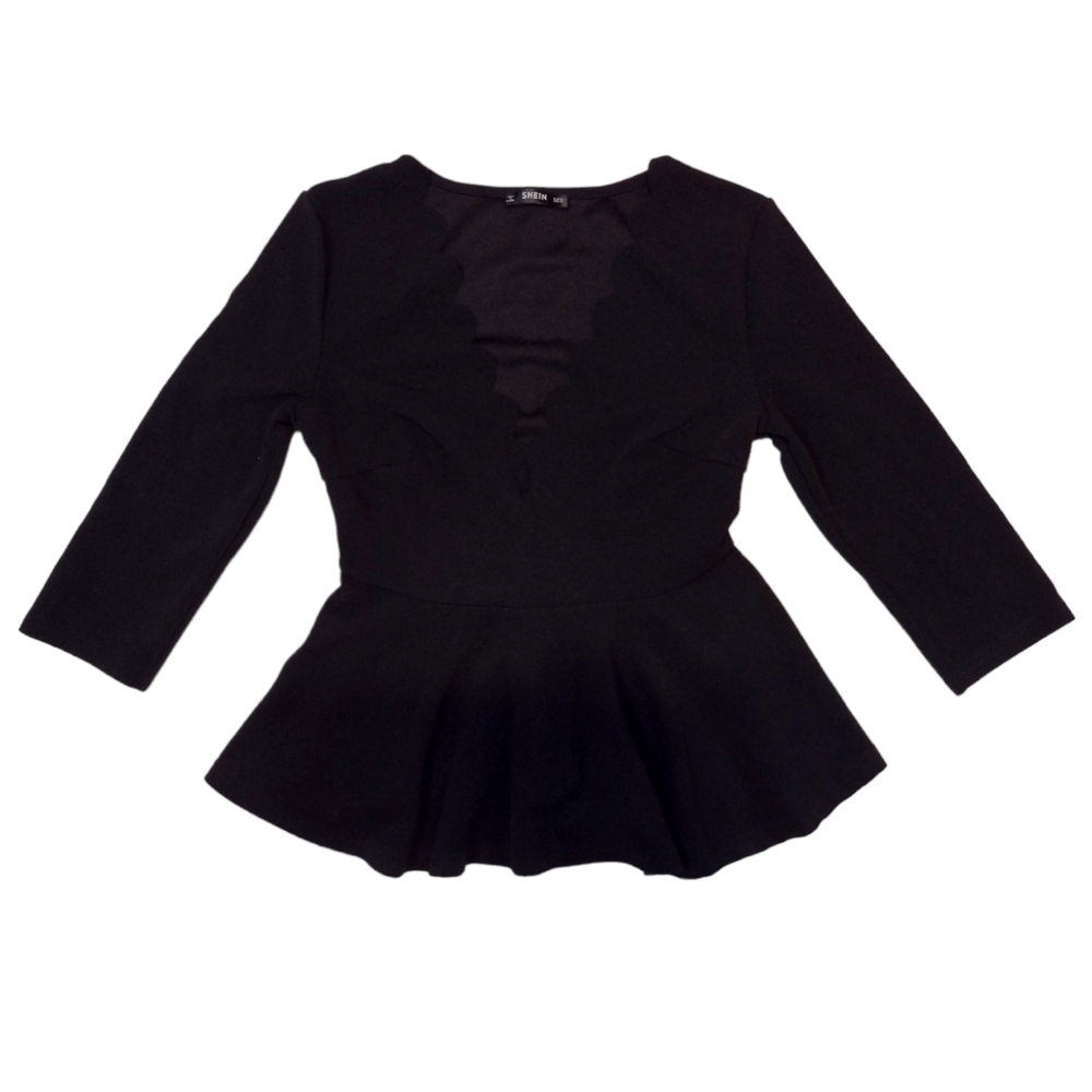SHEIN 3/4 Sleeve V-neck Peplum Top